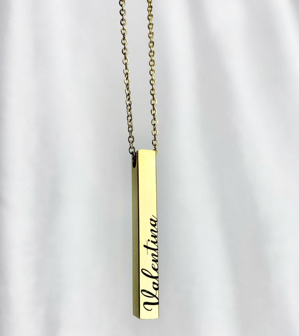 Säulenkette – 18K vergoldet oder 925 versilbert – mit Wunschgravur