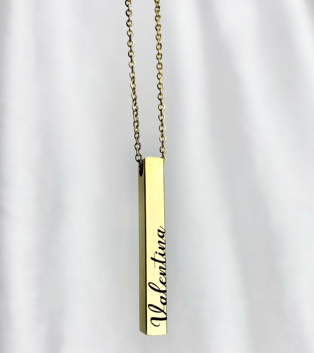 Säulenkette – 18K vergoldet oder 925 versilbert – mit Wunschgravur